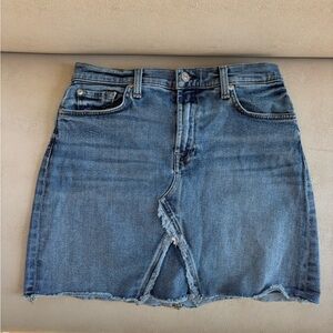 7 For All Mankind Denim Mini Skirt Size 28 Luxe Vintage Raw Hem